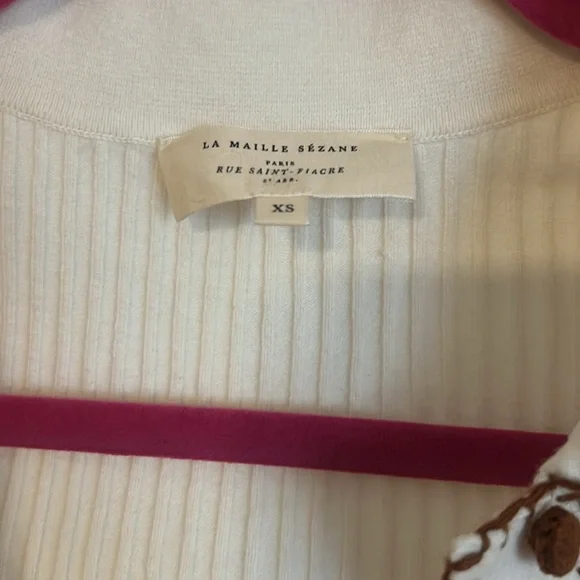 Sezane Cream Sweater with Brown Trim - Picture 2 of 4